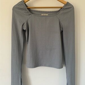 Light Blue Madewell Bell Sleeve Ribbed Women's Top